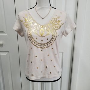 First Issue White and Gold T-shirt, Size M